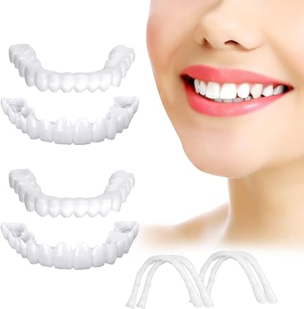 Fake Teeth, 4PCS Temporary Fake Teeth for Women and Men, Nature and Comfortable Veneers to Regain Confident Smile 4PCS03