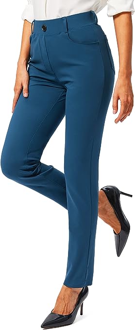 Womens Yoga Dress Pants with Pockets 26"/28"/30" Stretch Work Leggings for Women Skinny Slacks for Office Casual