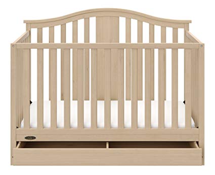 Graco Solano 4 in 1 Convertible Crib with Drawer, Driftwood, Easily Converts to Toddler Bed Day Bed or Full Bed, Three Position Adjustable Height Mattress, Assembly Required (Mattress Not Included)