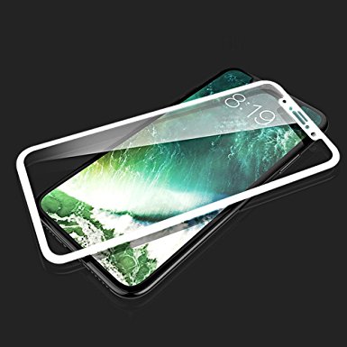 Yoobao iPhone 10/ iphone X Screen Protector, Ultra-thin Tempered Glass Screen Protector [ 3D Full Cover ] 9H Shatterproof Anti-Scratch Bubble-Free Skin Cover for iPhone 10/ iphone X - White