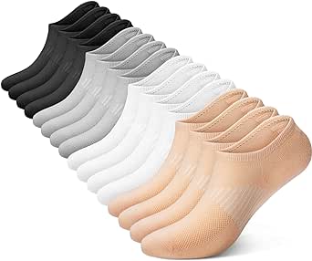 wernies No Show Socks Womens 8 Pairs, Ankle Non Slip Low Short Invisible Thin Liner Socks