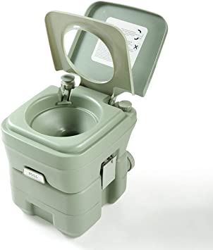 JAXPETY Outdoor 5.3 Gallon 20L Flush Travel Camping Portable Toilet for Hinking, Boating, Caravan, Campsite, Hospital (Greenish Gray)