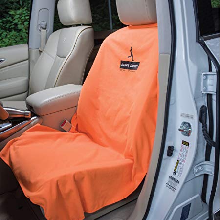 Run's Done Protective Car Seat Cover (Moisture-wicking, Machine Washable, Non-Slip Back, No Straps Needed) Orange