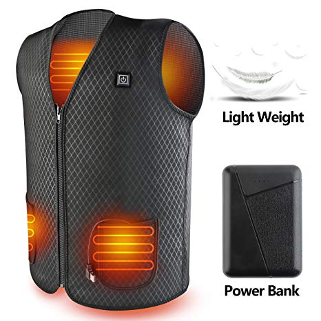 PBOX Heated Vest, USB Charging Electric Heated Jacket Washable for Women Men Winter Outdoor Motorcycle Riding with Rechargable Battery