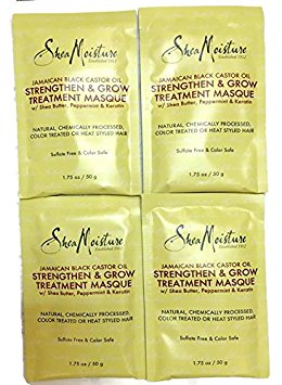 SheaMoisture Jamaican Black Castor Oil Strengthen & Grow Treatment Masque Packet 1.75 Fl oz / 50 g ( 4 Pack)