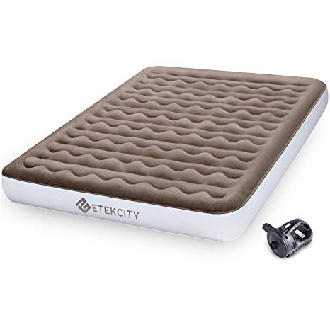 Etekcity Air Mattress Upgraded Twin Queen Size Camping Air Bed Blow Up Bed Inflatable Mattress Raised Airbed with Rechargeable Pump for Guest, Camping, Hiking, Height 9", 2-Year Warranty, Storage Bag