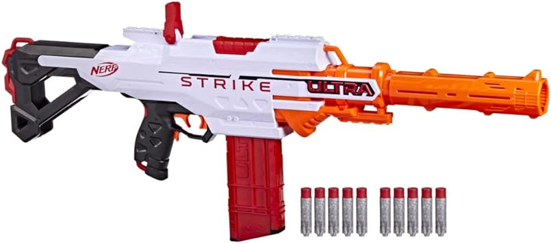 Nerf Ultra Strike Motorized Blaster, 10 Nerf AccuStrike Ultra Darts, 10-Dart Clip, Compatible Only with Nerf Ultra Darts