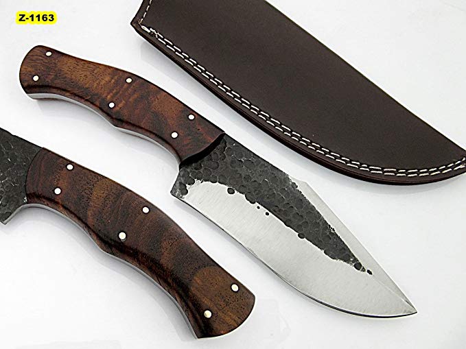 SK-1163, Custom Handmade Hi Carbon Steel Skinner Knife - Beautiful Rose Wood Handle