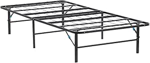 Nestl Twin XL Platform Bed Frame, Foldable Bed, Steel, Easy Tool Free Assembly, 14 Inches High, Twin XL, Black