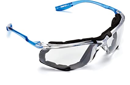 3M Safety Glasses, Virtua CCS Protective Eyewear 11872, Removable Foam Gasket, Clear Anti-Fog Lenses, Corded Ear Plug Control System