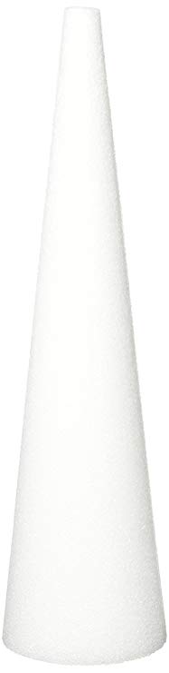 FloraCraft FLOC185WB Cone White Styrofoam, 18" by 5"