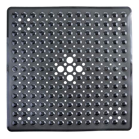 SlipX Solutions Square Shower Stall Mat (53 cm X 53 cm, Black)