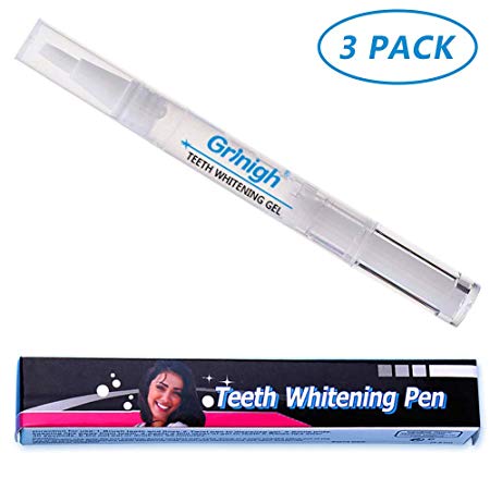 Grinigh Refilled Teeth Whitening Gel Pen 3 Pack, Safe 35% Carbamide Peroxide Gel, Effective, Painless, No Sensitivity, Travel-Friendly, Easy to Use, 20+ Treatment