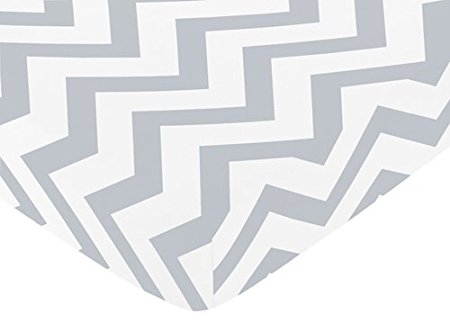 Fitted Crib Sheet for Gray and White Chevron Collection Baby/Toddler Bedding by Sweet Jojo Designs - Zig Zag Print