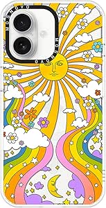 MOSNOVO Case for iPhone 16, [Compatible with Magsafe] [Buffertech 6.6ft Military-Grade Drop Protection] [Anti Peel Off Tech] Clear Phone Case Design - 70's Psychedelic Groovy Art