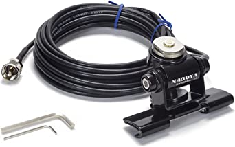 Nagoya RB-700N Heavy Duty Universal NMO Lip Mount for Trucks, Hatchbacks, SUVs, and Cars (Multi Axis Adjustable); Includes 20' of RG-58A/U Cable with a PL-259 Connector (Includes Rain Cap)