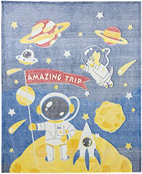 Pinkpum Glow in The Dark Throw Blanket for Kids 50 x 60 Inches Cute Astronaut Blanket for Boys and Girls