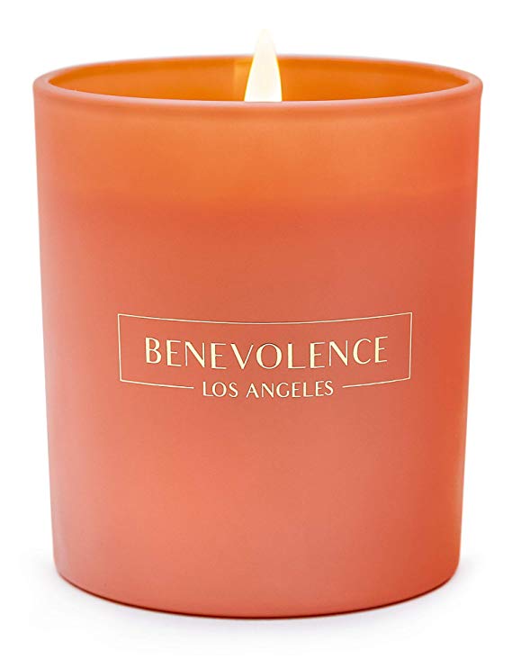 Benevolence LA Scented Candles Soy Candles: Gorgeous Premium Aromatherapy Soy Wax Scented Candle Deodorizing Clean Scents Matte with Notes of Patchouli, White Musk, English Rose (Tudor Rose & Amber)