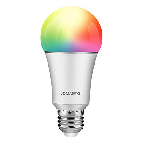 WiFi Smart Bulb, JOMARTO E27 Smart Led Bulb 9W Compatible with Alexa, Google Home and IFTTT, Dimmable RGB Smart Light Bulb, 60W Equivalent Remote Controlled by Smart Device, No Hub Required