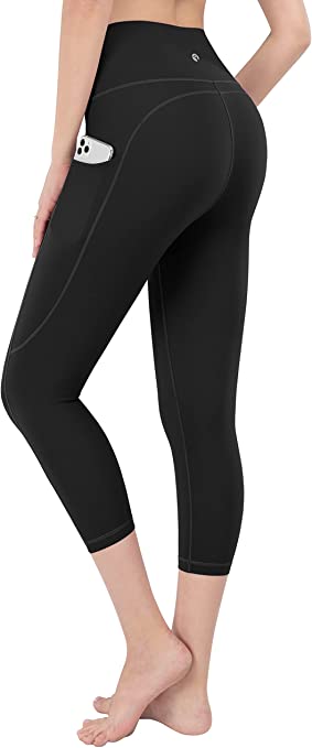 LifeSky Capri Yoga Pants with Pockets for Women, High Waisted Tummy Control Leggings 4 Way Stretch Workout Pants