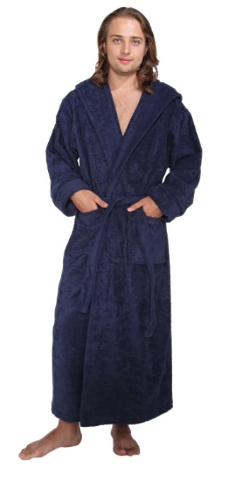 Arus Men's Hood'n Full Ankle Length Hooded Turkish Cotton Bathrobe