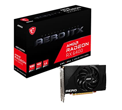 MSI Radeon RX 6400 AERO ITX 4G GDDR6 64-bit PCI Express Gen 4 x 4 Gaming Graphics Card