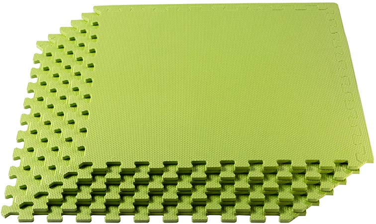 We Sell Mats Multipurpose Exercise Floor Mat with EVA Foam, Interlocking Tiles, Anti-Fatigue, for Home or Gym, 24 x 24 x 3/8 Inches