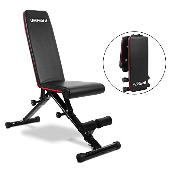 ONETWOFIT Adjustable Weight Bench,Utility Adjustable Bench for Full Body Workout,Multi-Purpose Foldable Incline Decline Benches OT112