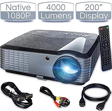 iCODIS T700 Video Projector, Native Full HD 1080P Digital Projector 4000 Lux with 200" Display, 50,000 Hrs Lamp Life Compatible with TV Stick, PS4, Blue Ray, DVD Player and Smartphone for Home Theater