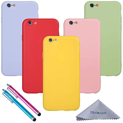 iPhone 6s Plus/ 6 Plus Case, Wisdompro Bundle of 5 Pack [Extra Thin][Slim] Jelly Soft TPU Gel Protective Cover for Apple 5.5" iPhone 6 Plus/6s Plus (Green, Light Blue, Pink, Yellow, Red)-Candy Color