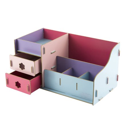 Ning-Store Fashion Creative Wooden Double Drawer DIY Cosmetic Make up Removable Collection Organizer, Jewelry Storage
