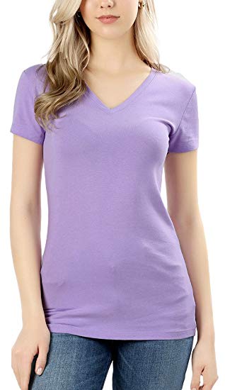 ToBeInStyle Women's Short Sleeve V-Neck Basic T-Shirt