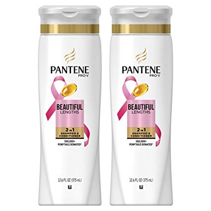Pantene Pro-V 2 in 1 Beautiful Lengths Strengthening Shampoo and Conditioner 12.5 oz (2 Pack)