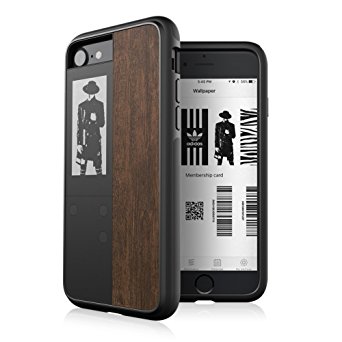 Oaxis Inkcase IVY for iPhone 7, Your Smartest Ultrathin Digital Case Assistant with E Ink Display, Extreme Drop-proof Anti-scratch (Black with Rosewood Texture)