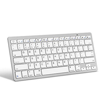 OMOTON Ultra-Slim Bluetooth Keyboard for Apple iPad Air, iPad Mini, iPad Pro and other iOS Devices, Apple Edition, White