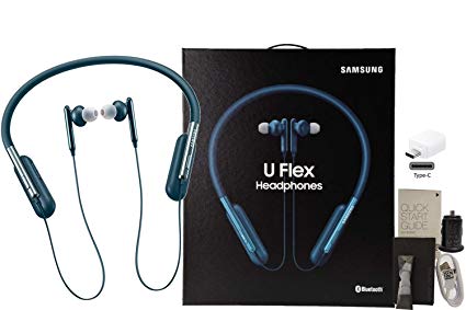 Samsung U Flex Bluetooth Wireless in-Ear Headphones HD Premium Sound and Mic - with Car-Charger 4FT USB C OTG Kit (US Model - Retail Packing)