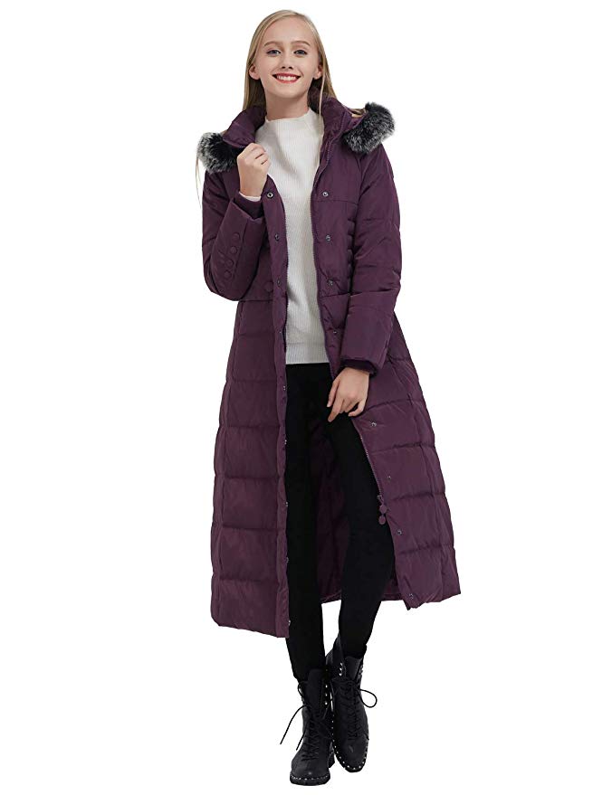 ilishop Women's Thickened Winter Coat Maxi Down Jackets with Hood