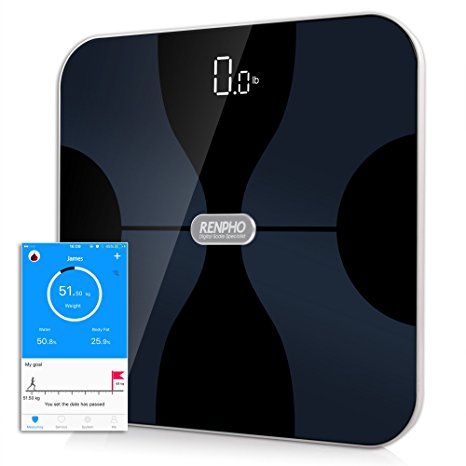 RENPHO Bluetooth Smart Body Fat & Body Composition Monitor Scale with Hidden LED Backlit Display