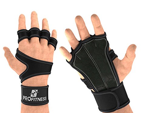 Cross Training Gloves with Wrist Support by ProFitness | Non-Slip Palm Silicone Padding to avoid Calluses | For Weight lifting, WOD, Powerlifting & Gym Workouts | Ideal for Both Men & Women