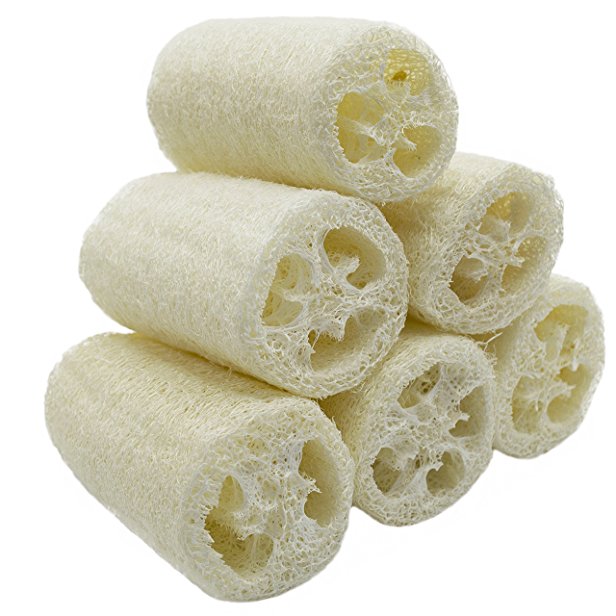 MAYMII 100% NATURE Six (6) Pack of 4" Loofahs Spa Exfoliating Scrubber Best Luffa Body wash sponge Remove Dead Skin