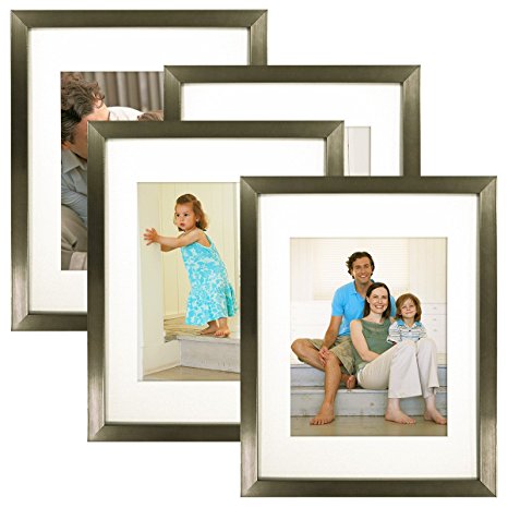 MCS 11X14 Gallery Picture Frame Matted to Display 8X10 Pictures Glass Front (Champagne) 4 Pack