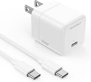 TECKNET USB C Charger Block, Mini Foldable Plug Charger Fast Charging 30W PD Wall Charger with 5FT Type Cable for iPhone 15/15 Plus/15 Pro/15 Pro Max/14/13, Pixel, Galaxy, iPad/iPad Mini and More