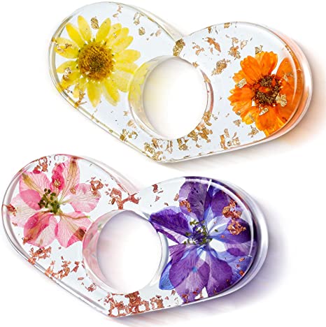 2 Pieces Dried Flower Resin Book Page Holder Transparent Thumb Ring Page Holder Handmade Personalized Flower Resin Bookmark Book Reading Accessories for Teachers Book Lovers Literary (Heart Style)