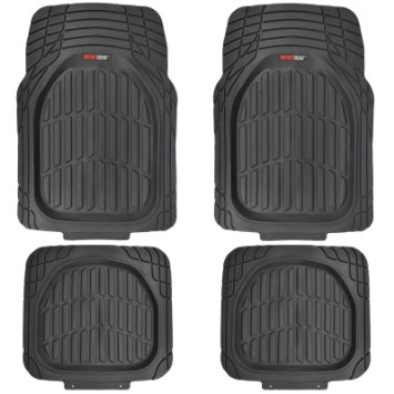 MotorTrend FlexTough Tortoise - Heavy Duty Rubber Floor Mats for All Weather Protection - Deep Dish (Black)