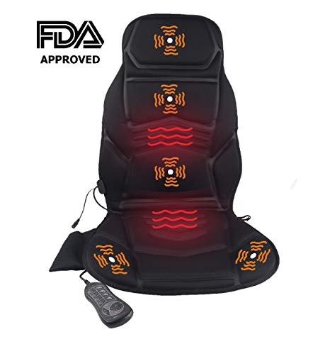 Electronic Vibration Car Seat Cover, IDODO Vibrating Back Seat Cushion Pad Massager with Heat, Massage Chair to Relax, Sooth and Relieve Neck and Back, Shoulder and Leg