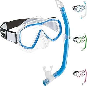 Cressi Kids Snorkeling Mask and Semi-Dry Snorkel Kit, Made of Soft Silicone, Estrella & Top: Made in Italy