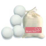 Wool Dryer Balls by Heart Felt Four Wool Laundry Balls- With Free Gift Bag- The Best Rated Dryer Ball Brand on Amazon and the Only New Zealand Supplier 100 Pure Organic Wool to the Core  Perfect for Cloth Diapers  Perfect Gift Idea