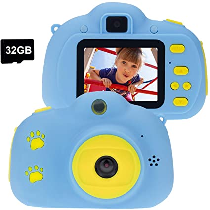 Cocopa Kids Camera for Boys, Digital Cameras for Kids 32 GB SD Card Video Camera Gifts for Toddlers Toys for Boys Girls Aged 5 6 7 8 9 10 Years Old-Blue