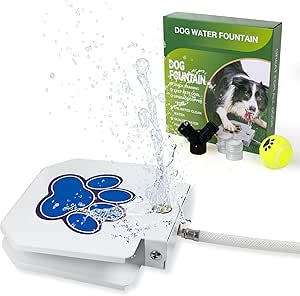 BACOENG Dog Water Fountain Step On, Outdoor Dog Water Sprinkler, Drinking Water Toy for Large Dogs, Paw Activated Water Dispenser, Upgrade Copper Valve Set