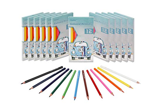 Madisi Colored Pencils Bulk - Pre-Sharpened - 12 Packs of 12-Count - 144 Colored Pencils for Kids